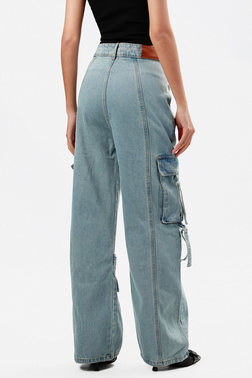 【COLOR iN ID】Toy String Cargo Denim Buy Light Blue Denim Wide Leg Cargo Jeans (3-16yrs) from